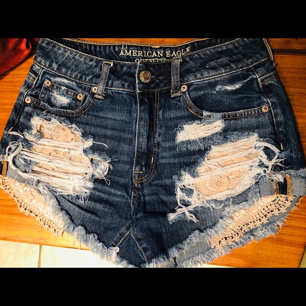 High Waisted Destroyed Denim Shorts